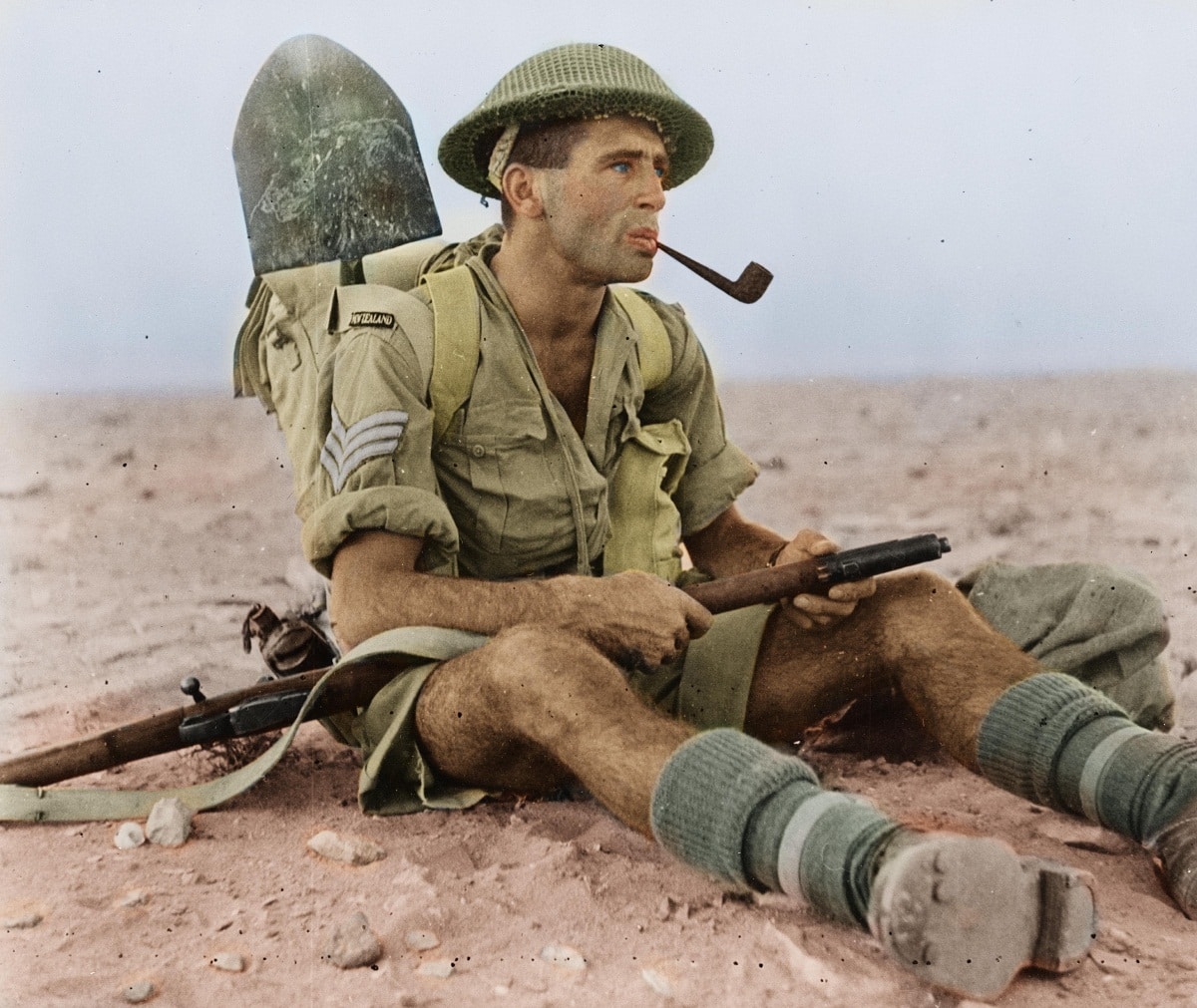 Soldier smoking a pipe