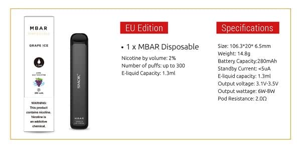 SMOK MBAR SPECIFICATION