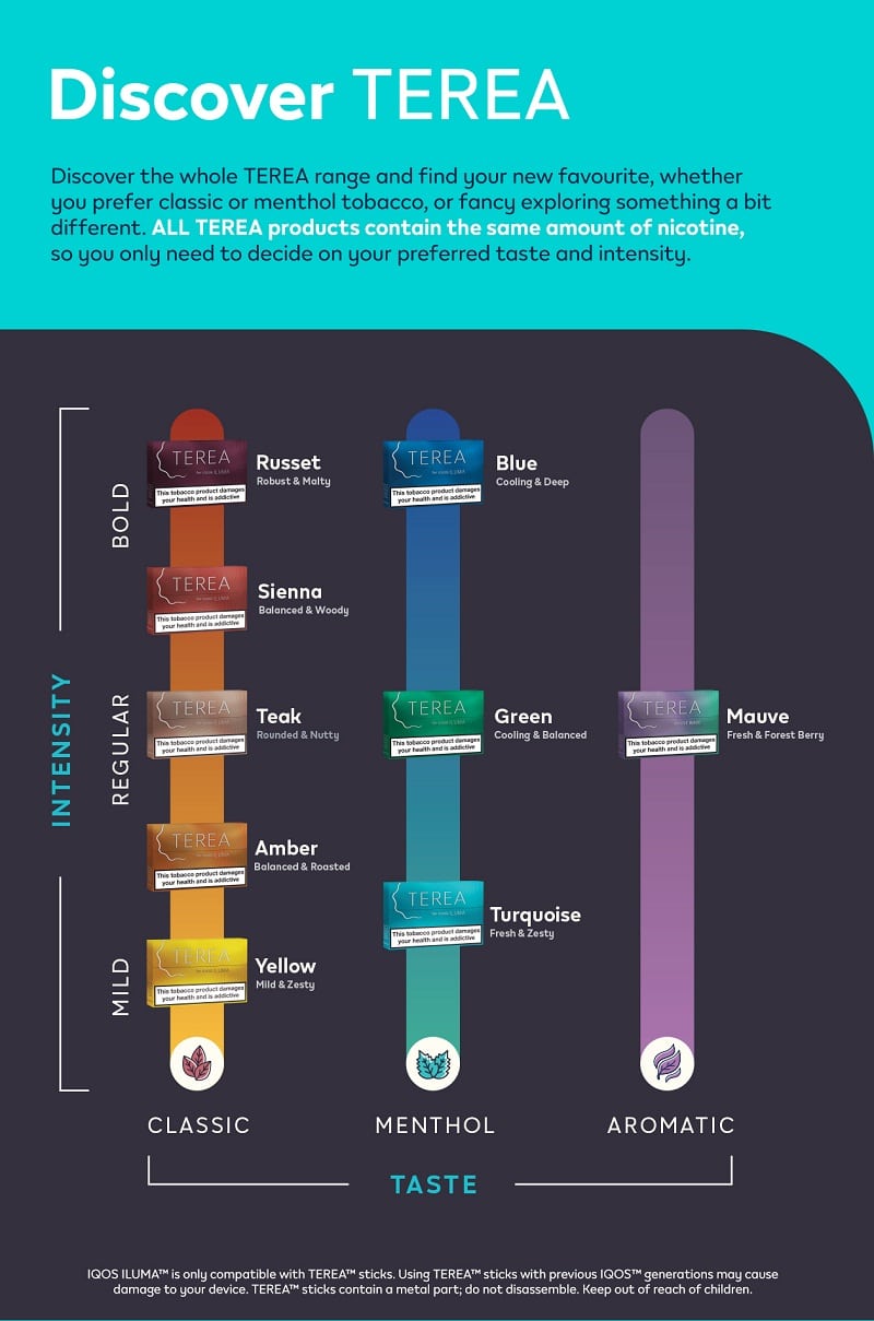 TEREA Stick flavours taste and intensity description
